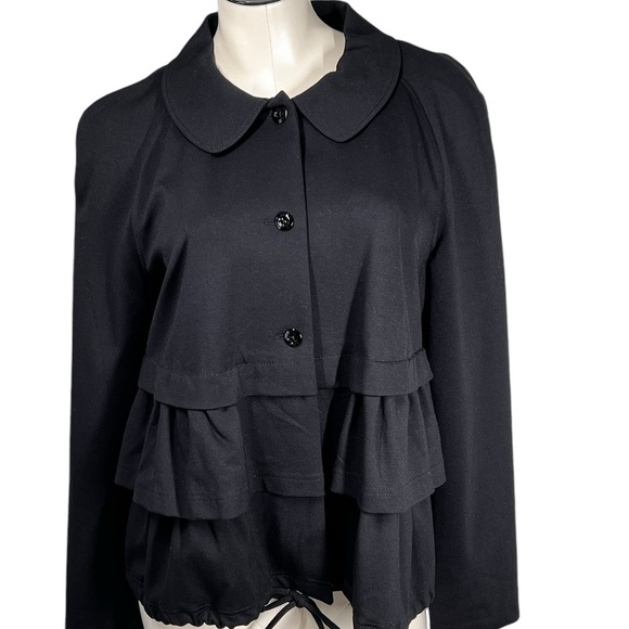 ESCADA SPORT Black Peplum Lined Drawstring Jacket Top Women's Size L EU42 - Picture 4 of 16